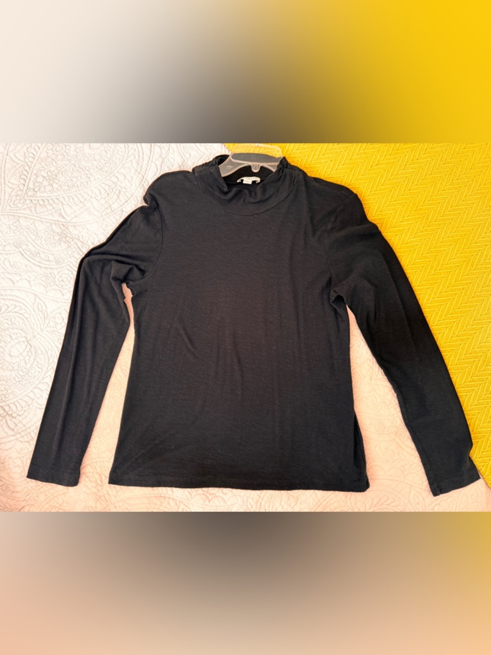 James Perse Standard black cotton modal long sleeve mock turtleneck shirt size 3